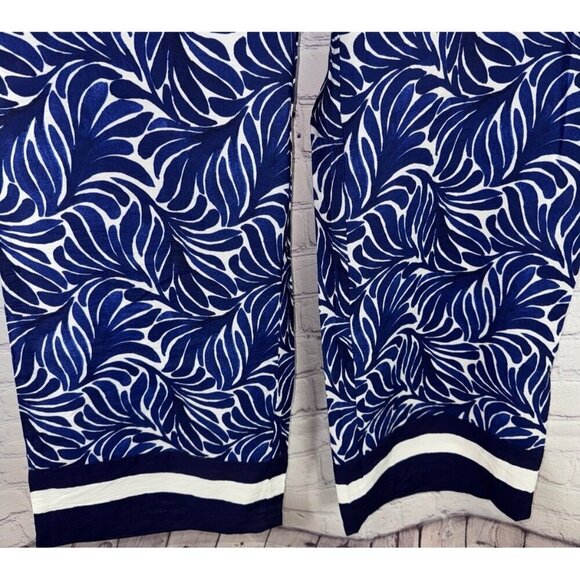 NWOT H&M Women’s Size 10 Blue High Rise Wide-Leg Printed Flat Front Pants - Picture 4 of 8